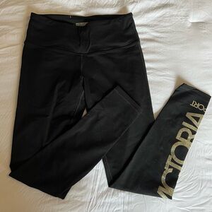 Victoria's Secret Knockout Tight - Black Leggings with Gold Accents